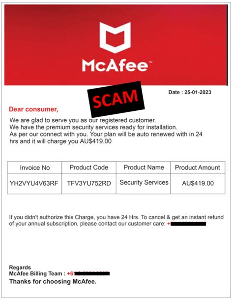 mcafee billing scam